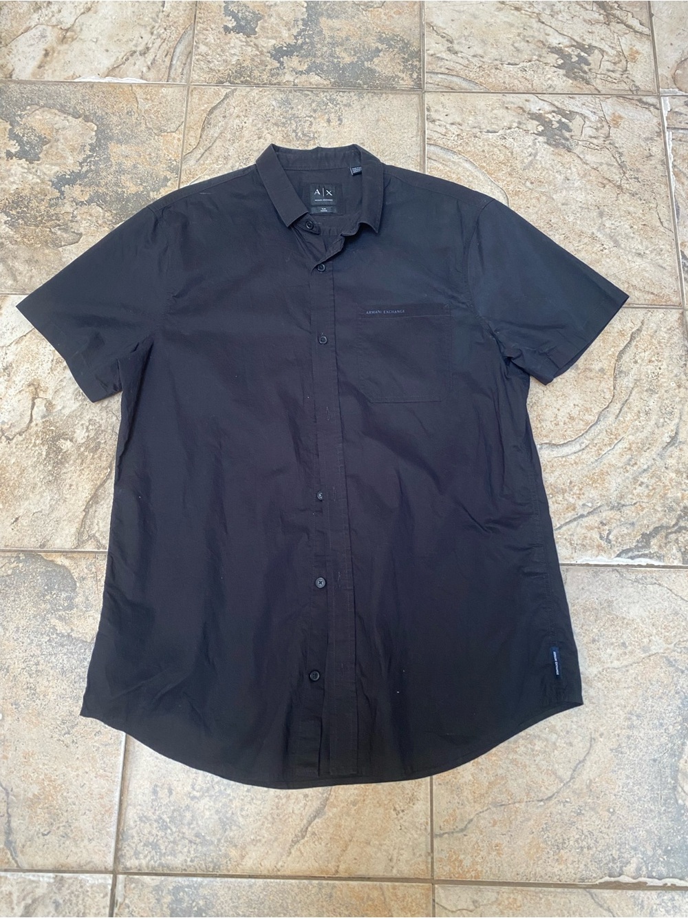 A/X Armani Exchange Men's Black Short-Sleeve Button-Down Shirt Size Large